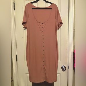 Plus Size Forever21 Mauve Body-con Stretch Midi Dress Short Sleeves 3X 4X